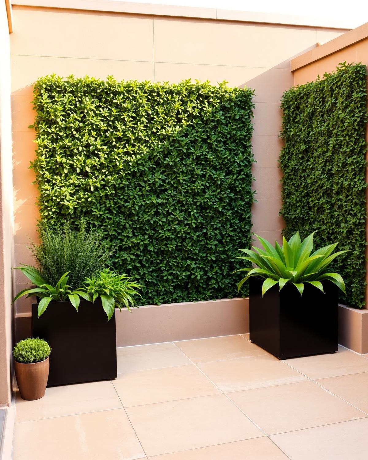 Luxury terrace garden with vertical wall